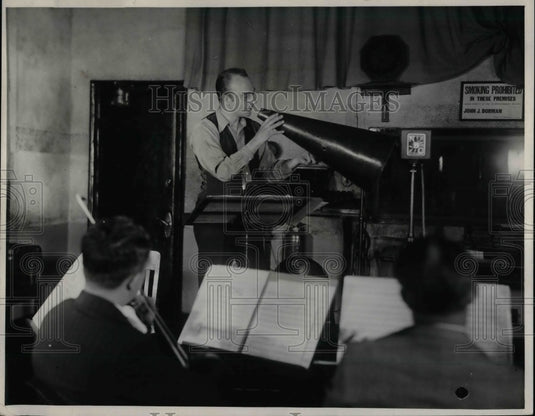 1930 Orchestra leader, Hugo Marrani & a megaphone  - Historic Images