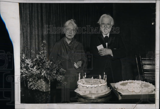 1932 Press Photo Mr & Mrs Edwin Markham at Intl Poetry Society - Historic Images