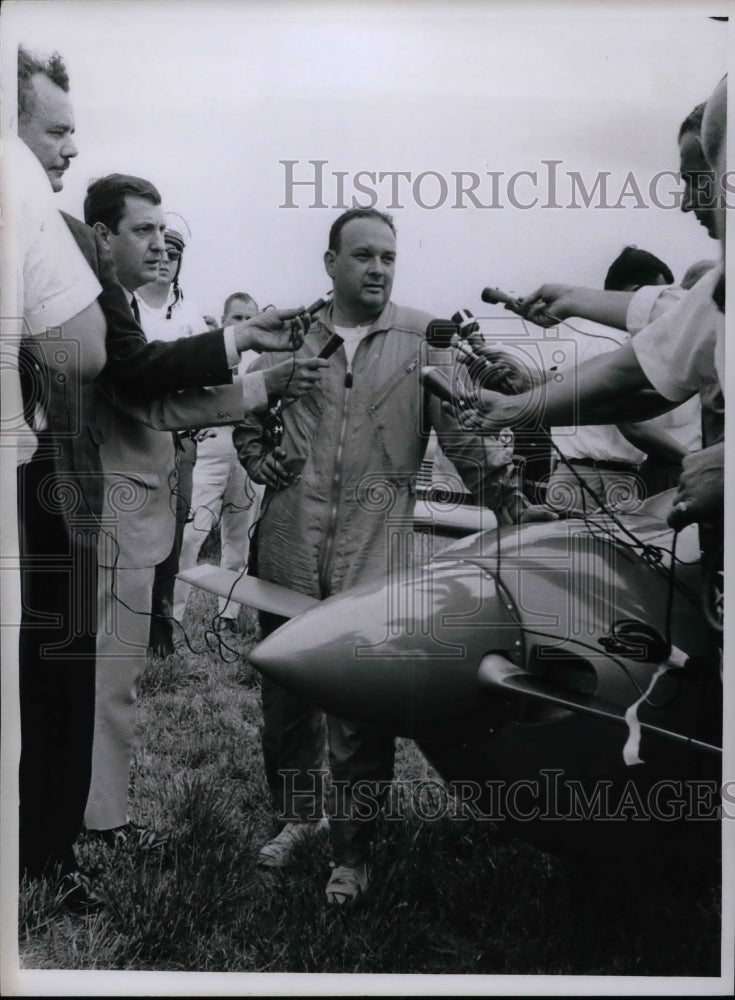 1967 News Conference after Flight with Pilot Jim Beele  - Historic Images
