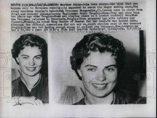 1958 Sweden's Princess Margaretha Engaged To Robin Douglas Home - Historic Images
