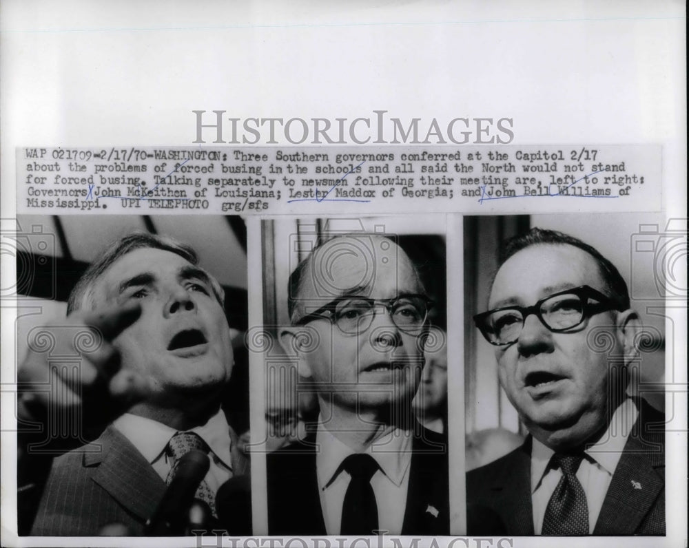 1970 Press Photo Governors McKeithon of Louisiana, Maddox of Georgia &amp; Williams - Historic Images