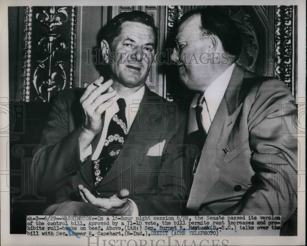 1951 Press Photo Sen.Burnet R.Maybank of S.Carolina &amp; Sen.Homer E.Capehart. - Historic Images
