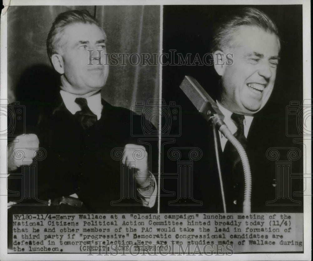 1946 Henry Wallace at a "Closing Campaign" luncheon meeting - Historic Images