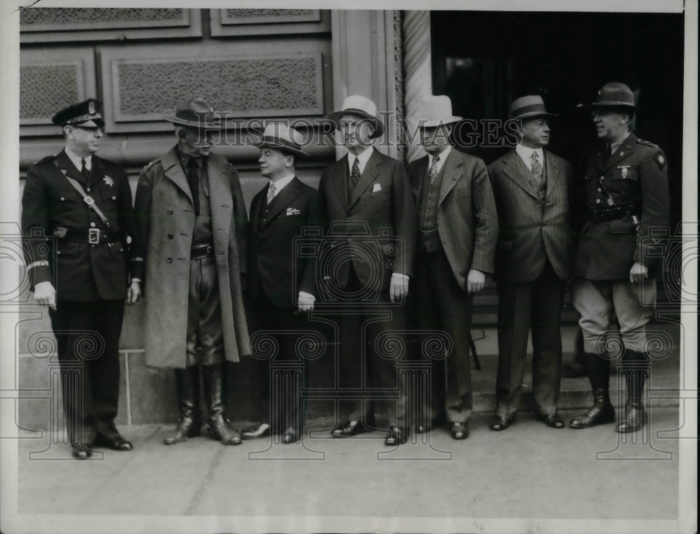 1934 Press Photo William Quinn, Major General David Barrow, Theodore Roche and - Historic Images