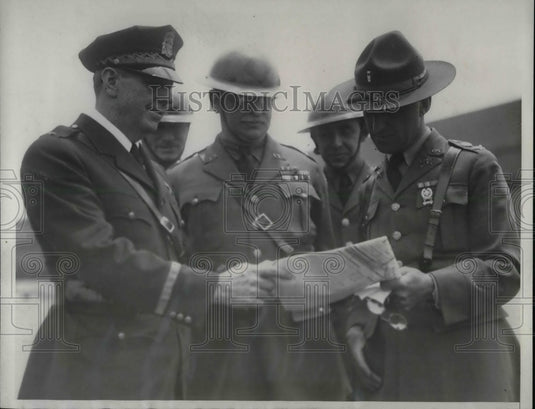 1934 Police Chief Quinn, Commander P. Barrows & Col. R. E. Mittel - Historic Images