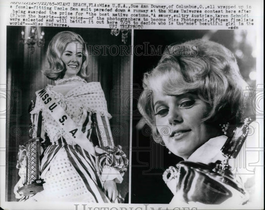 1965 Sue Ann Downey, awarded best native costume at Miss Universe - Historic Images