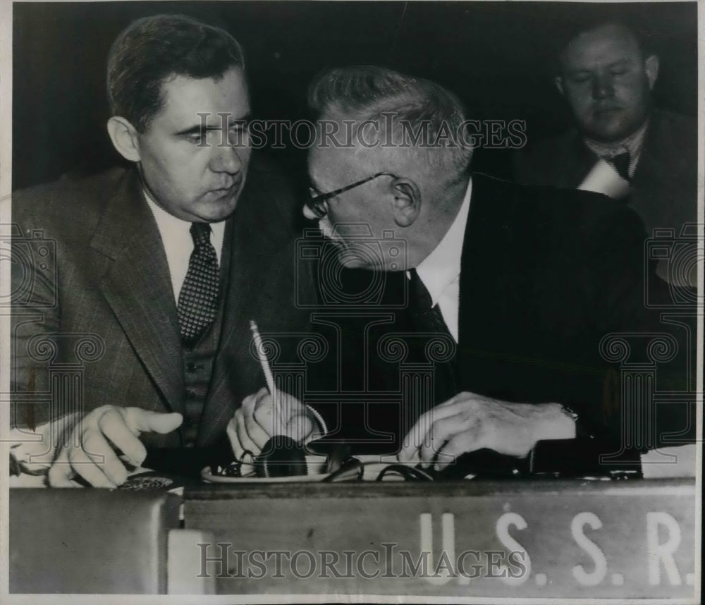 1947 Press Photo Soviet Andrei Gromyko &amp; UN delegate Andrei Vichinsky - Historic Images