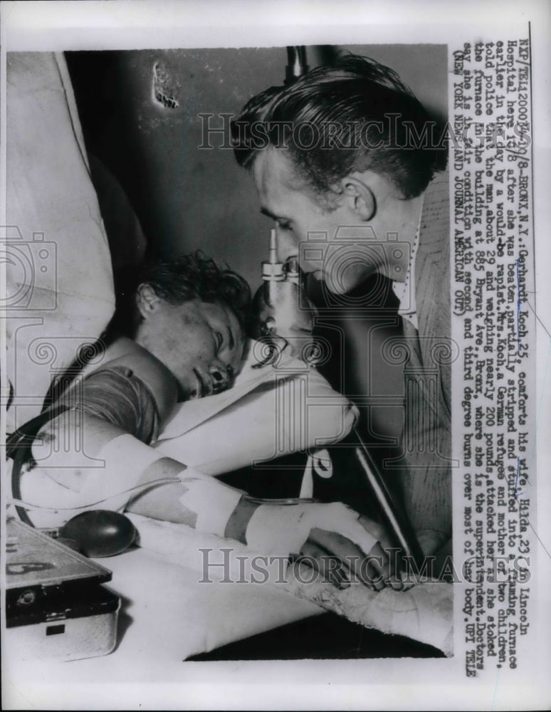 1959 Gerhardt Koch with Wife Injured in Attack  - Historic Images