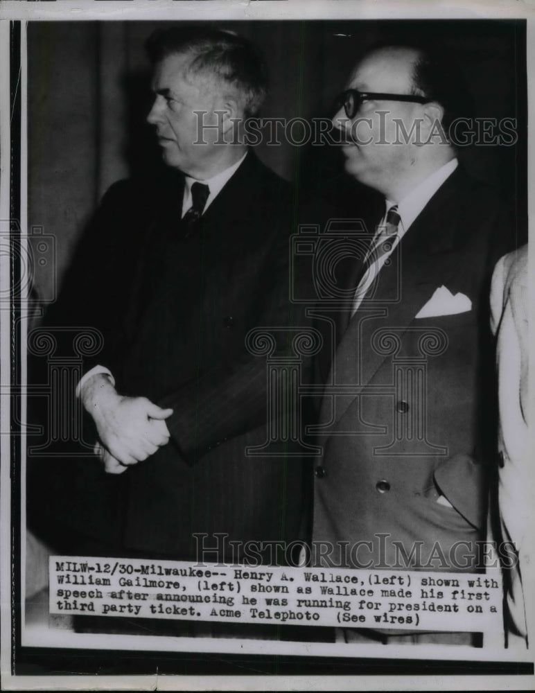 1947 U.S. Vice Pres. Henry Wallace with William Gilmore at Milwaukee - Historic Images