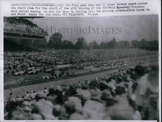 1961 Flag Goes Down at Start of 500 - Historic Images