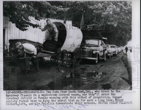 1955 Lads from South Bend Indiana Speedway Classic Mule Drawn covere - Historic Images