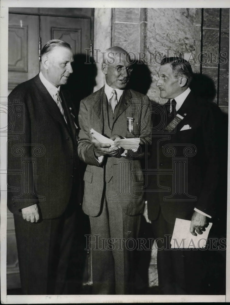 1932 Press Photo J Siegfried Edstrom, GT Kirby, Col Dr M Serrati, Natl Rec Cong. - Historic Images