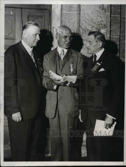 1932 Press Photo J Siegfried Edstrom, GT Kirby, Col Dr M Serrati, Natl Rec Cong. - Historic Images