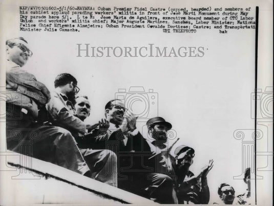 1960 Press Photo Cuban Premier Dictator Fidel Castro May Day Parade - Historic Images