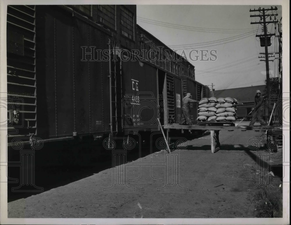 1950 Surplus Beans Unloaded Train Barber Plant  - Historic Images