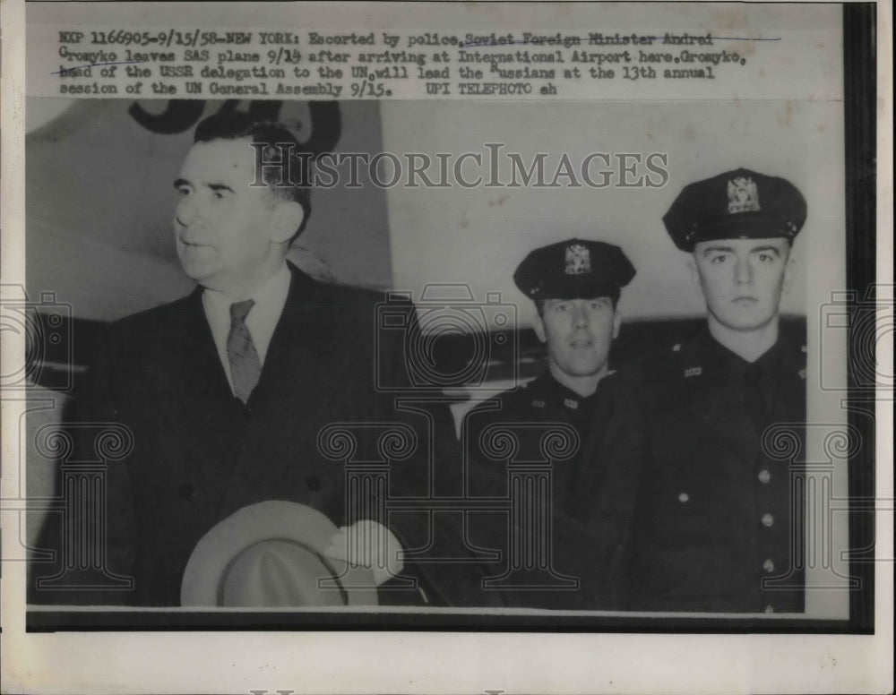 1958 Soviet Foreign Minister Andrei Gromyko escorted by police - Historic Images