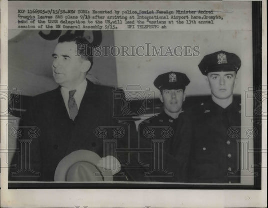 1958 Soviet Foreign Minister Andrei Gromyko escorted by police - Historic Images
