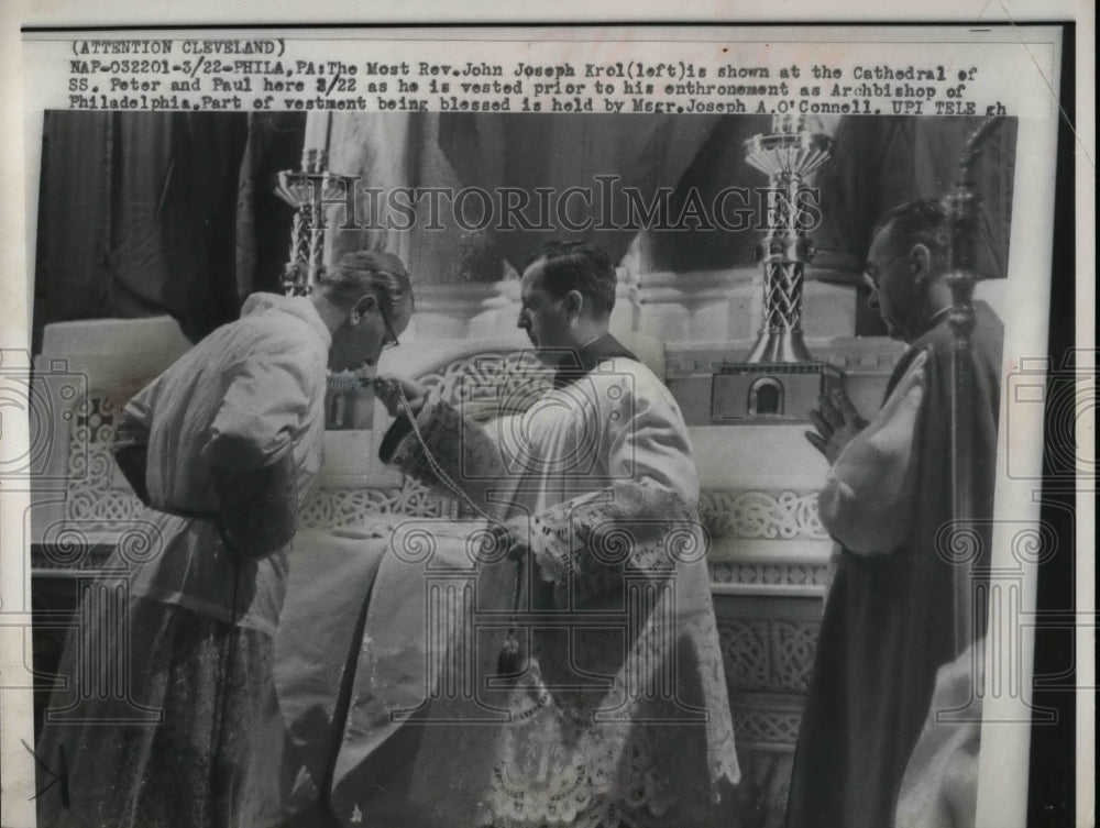 1961 Rev. Joseph Krol Shown At The Cathedral Of The SS Peter & Paul - Historic Images