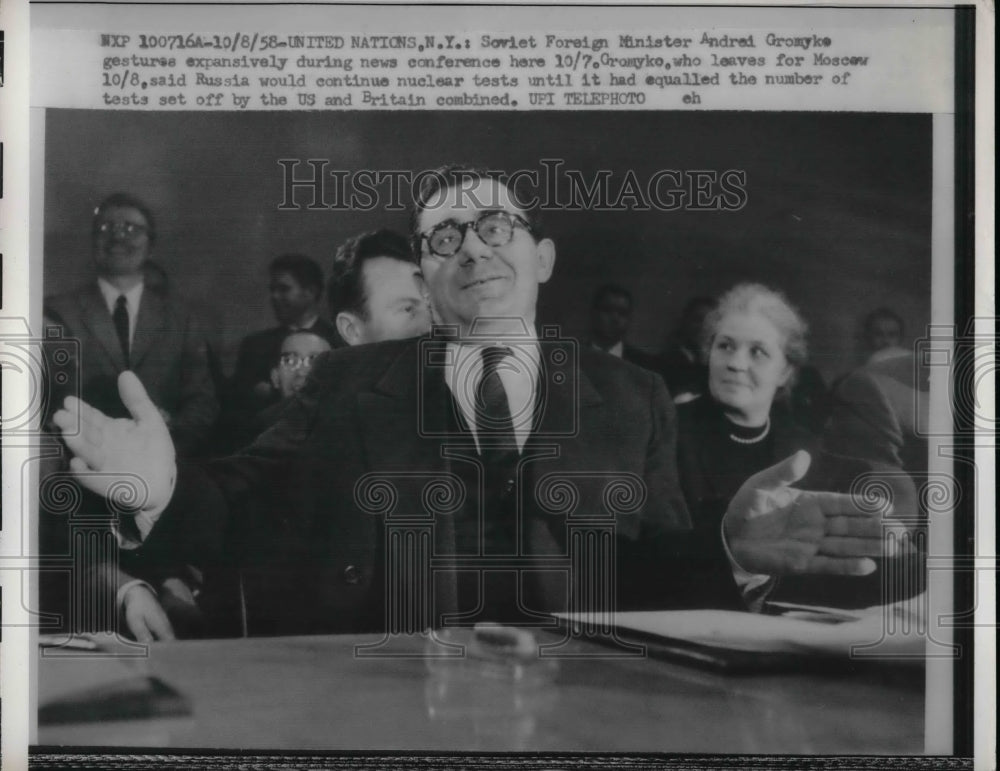 1958 Soviet Foreign Minister Andrei Gromyko, United Nations - Historic Images
