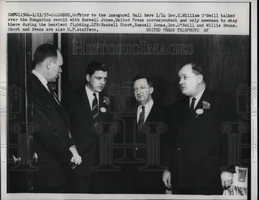 1957 Gov. C. William O&#39;Neill, Russell Jones, H. Short, Willis Evans - Historic Images