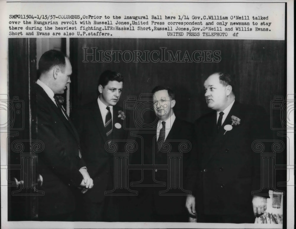 1957 Gov. C. William O'Neill, Russell Jones, H. Short, Willis Evans - Historic Images