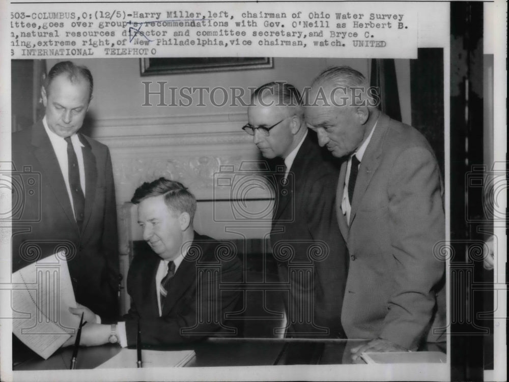 1958 Harry Miller Chairmen Ohio Water Survey Governor William O'Neil - Historic Images