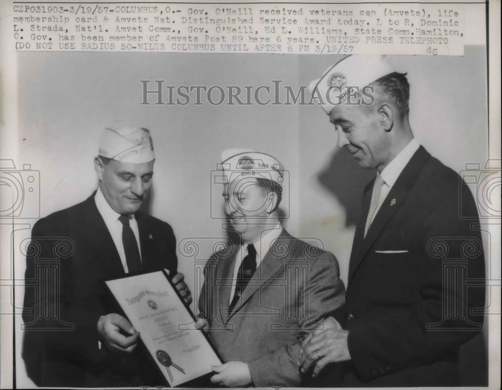 1957 Press Photo Governor William O'Neill Ed Williams Re-Election Campaign - Historic Images