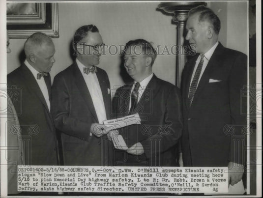 1958 Governor William O'Neill Marion Kiwanis Club Memorial Day - Historic Images