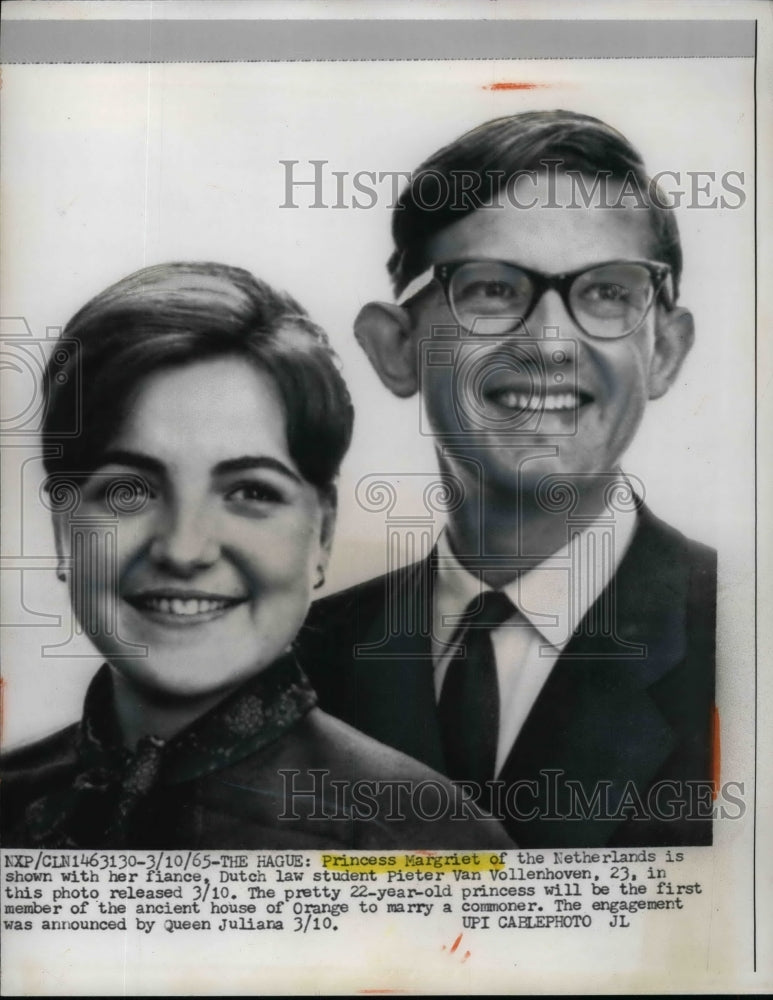 1965 Press Photo Dutch Princess Margriet and fiance Pieter Van Vollenhoven - Historic Images
