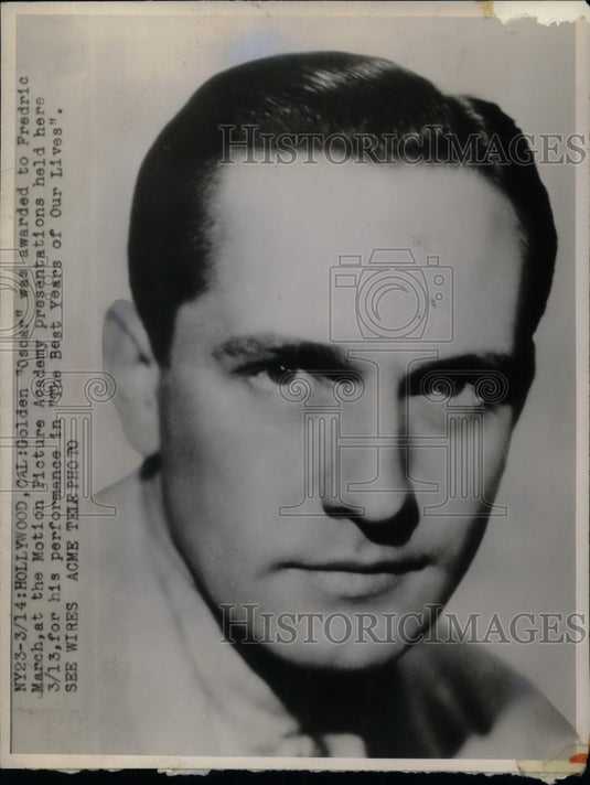 1947 Press Photo Portrait of Actor Fredric March for Oscar Win in Best Years - Historic Images