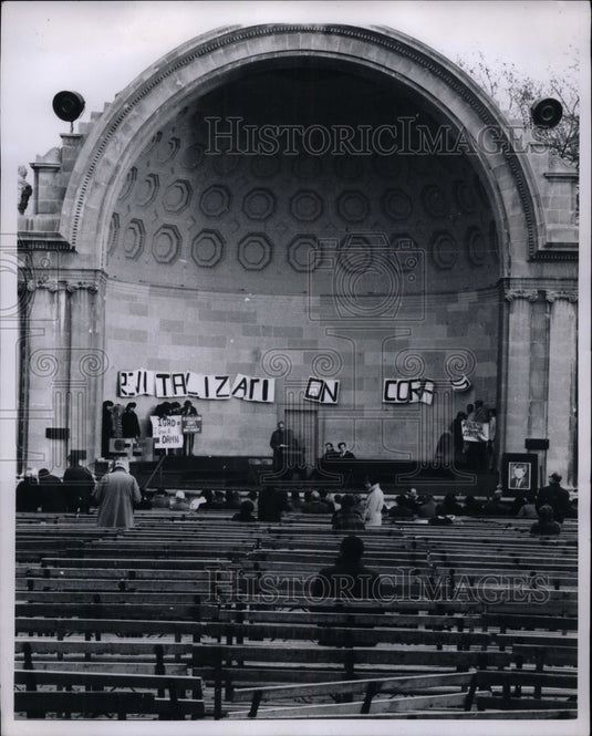 1967 Small Rally at Central Park Hall for Revitalization Corps - Historic Images