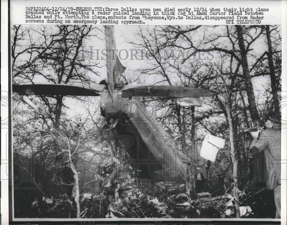 1959 Press Photo Euless, Texaas wreckage of a crashed plane - nea75926 - Historic Images