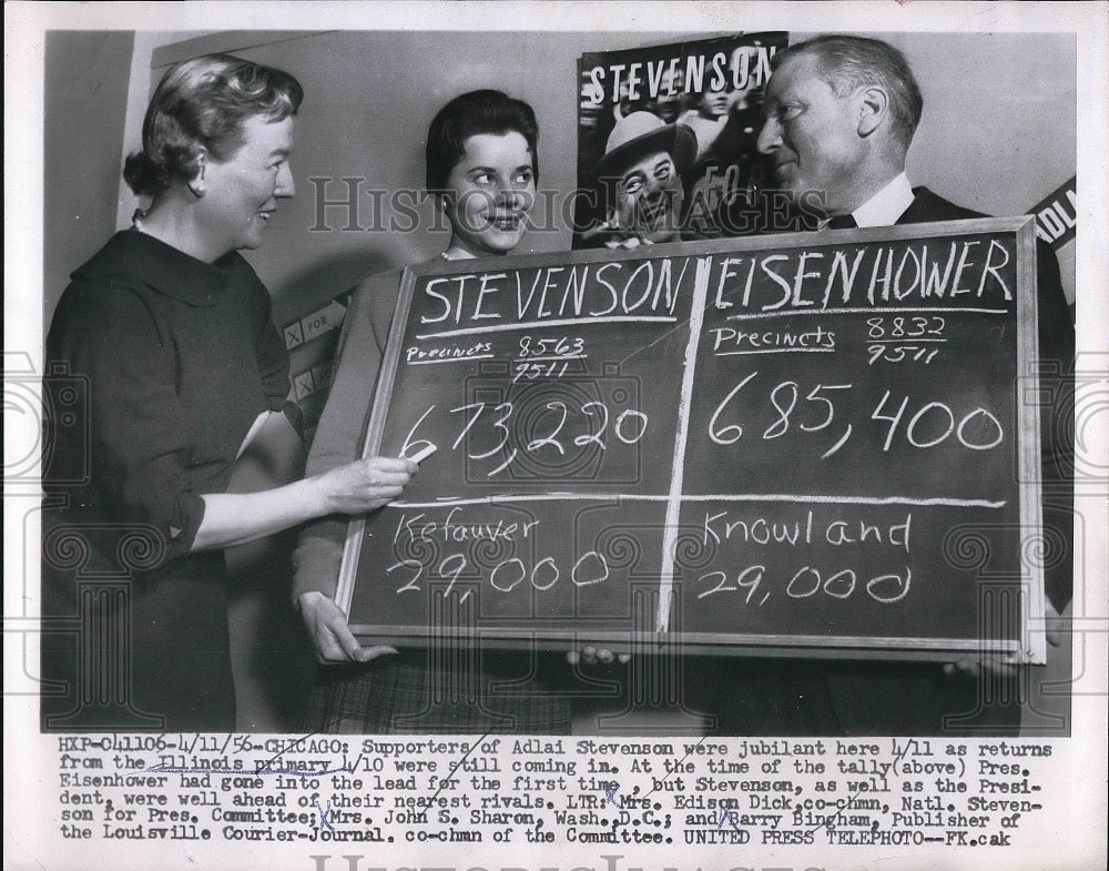 1956 Press Photo Adlai Stevenson Presidential Primaries In Illinois John Sharon - Historic Images
