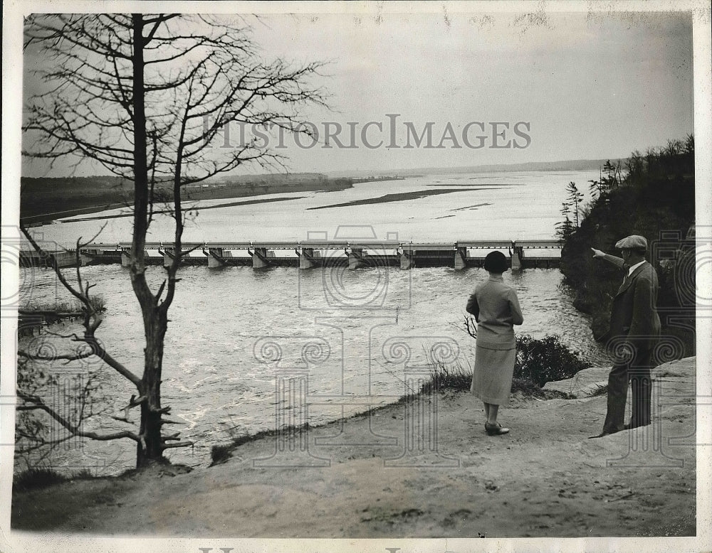 1932 Starved Rock Park Two Million Dollar Dam Illinois River - Historic Images