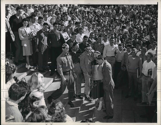 1946 St Mary College Students Captured Protest Over Painting - Historic Images