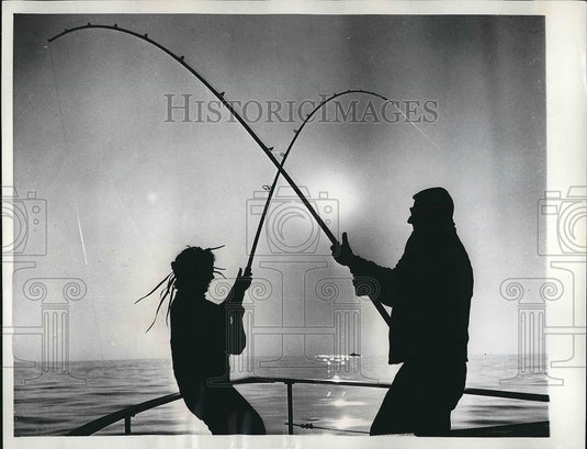 1961 Shadowed Swordsmen locked in Mortal Duel in Southern Calif. - Historic Images