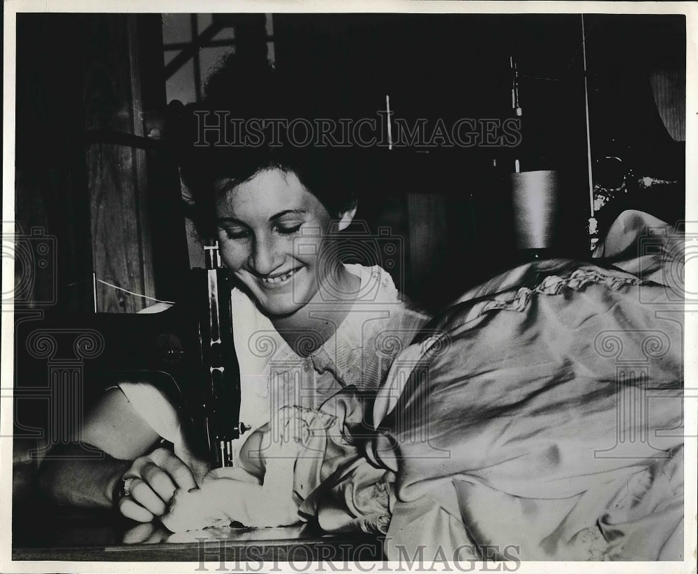 1942 San Angelo Texas Evelyn Rhodes Sewing Parachute World War II - Historic Images