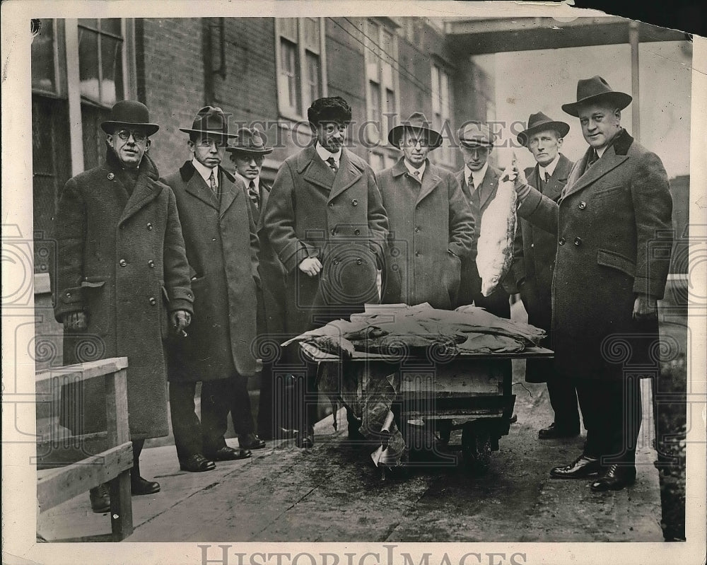 1919 Charles S. Wallin & Mayor Jewett Holding Purchased Fish - Historic Images