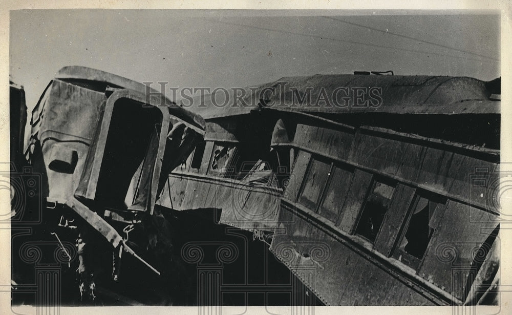 1938 View Of Derailed Train Wreck  - Historic Images