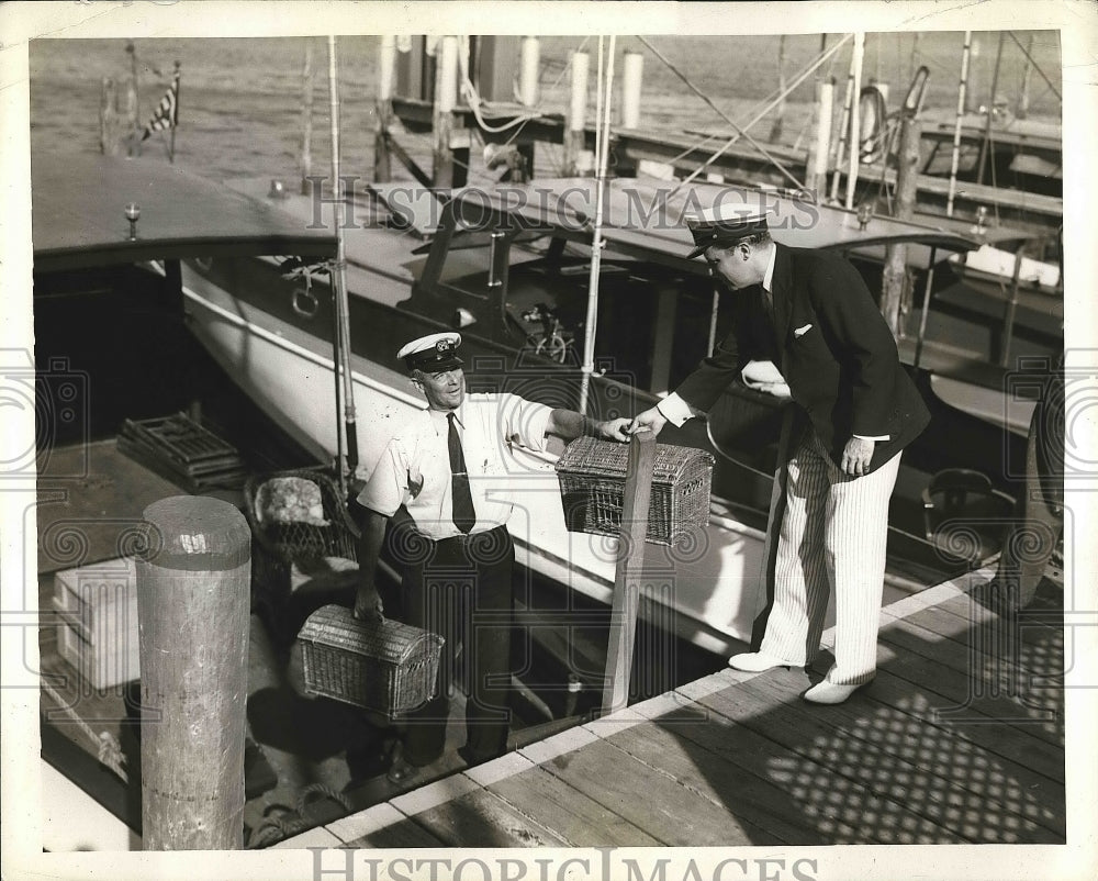 1937 Press Photo Fishermen Preparing For Fishing Trip On Boat - nea76366 - Historic Images