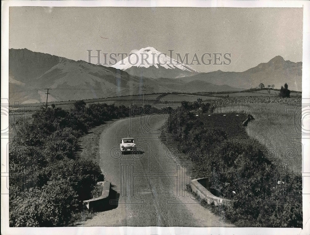 1955 View Of Car On Highway In The Sky In Cobblestone  - Historic Images