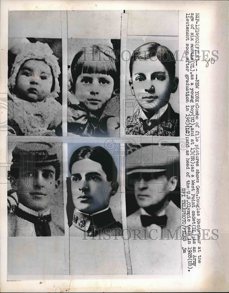 1964 Press Photo Gen Douglas MacArthur age 6 months thru 1928 - Historic Images
