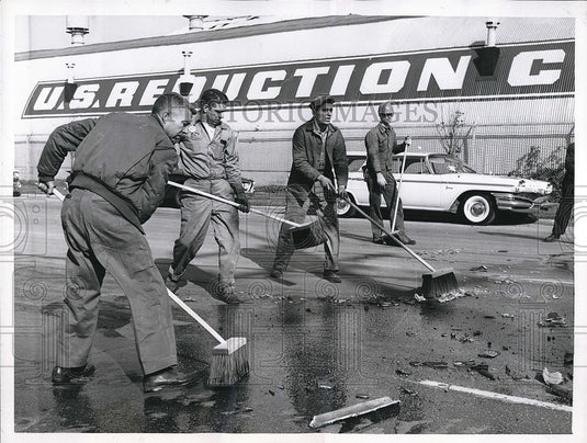 1961 Cleaning after explosion of smelting blast furnace  - Historic Images