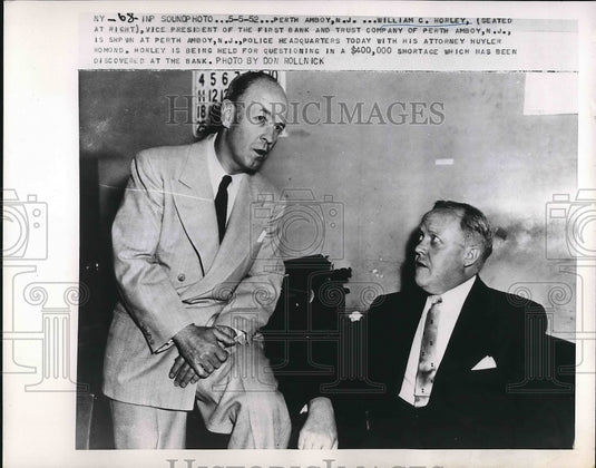 1952 Press Photo William C Horley Vice President First Bank Perth Amboy - Historic Images