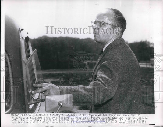 1956 Robert Hicks Maryland Park Junior High Teacher Shooting - Historic Images