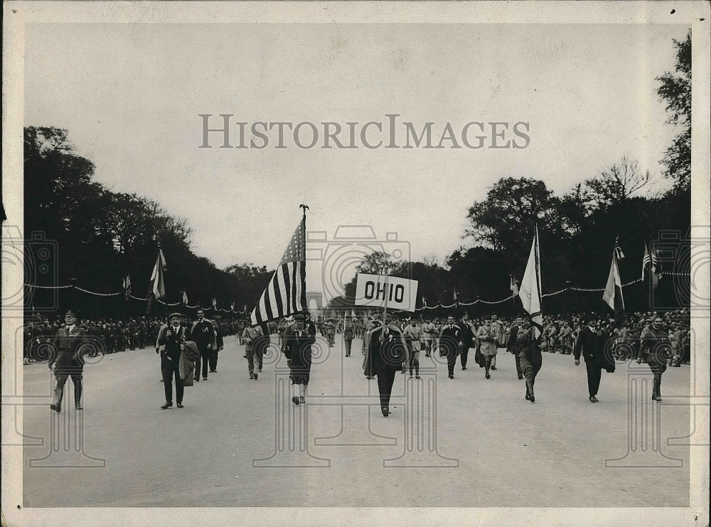 American Legion Connection Parade in Paris France  - Historic Images