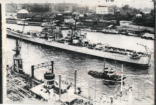 1956 Press Photo Heavy Cruiser Macon Washington D.C. US Navy - nea76826-Historic Images