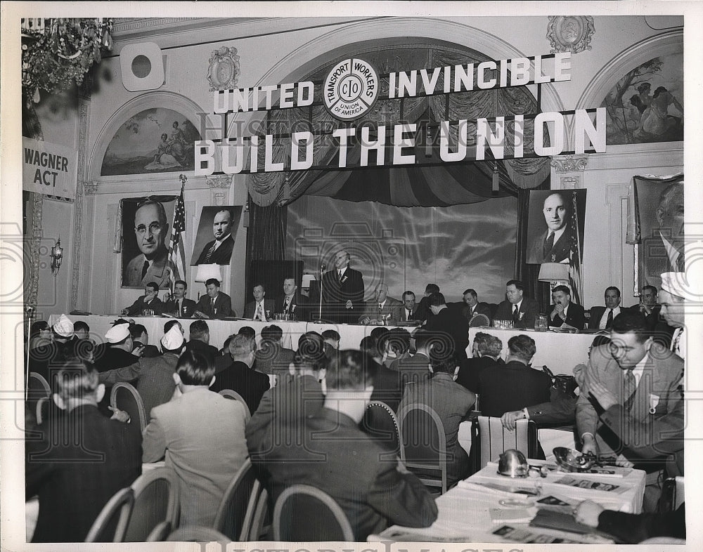1948 Press Photo Transport Workers Union Michael J Quill Douglas MacMahon - Historic Images