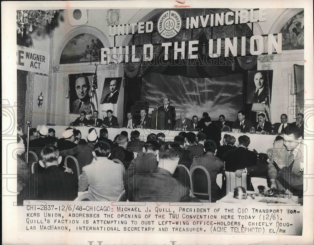 1948 Press Photo Michael J Quill President Transport Workers Union Convention - Historic Images