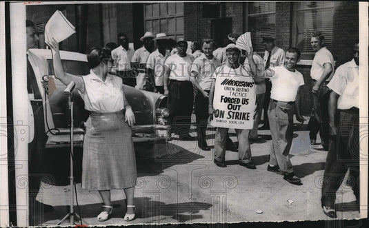 1955 Press Photo Esther Quigley Local Steel Plant Strike Riot - nea76884 - Historic Images